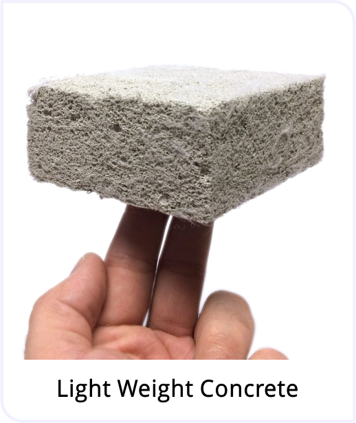 A block of lightweight concrete held in one hand