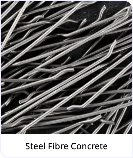 Steel fibres used to reinforce concrete